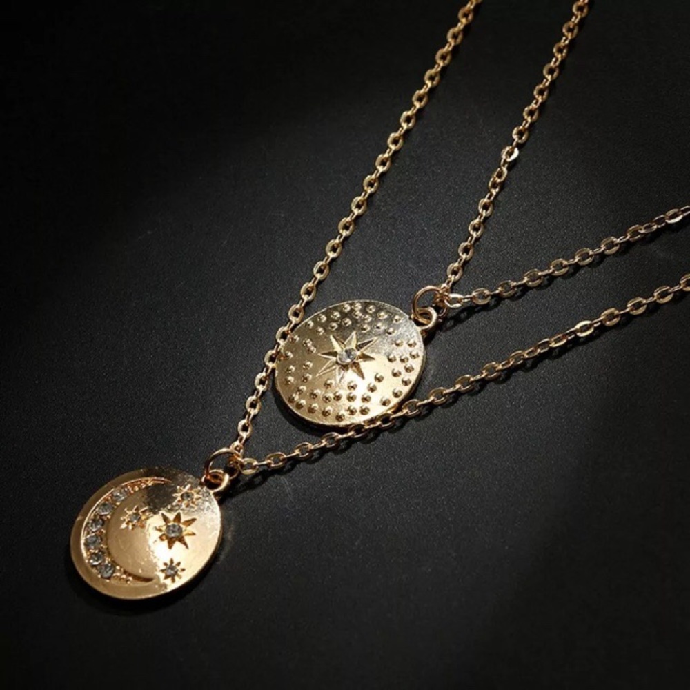 ‼️3/$30 Boho Multilayer Star Moon Gold Necklace - Picture 5 of 7